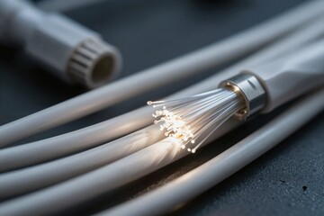Naklejka premium Fiber Optic Cable Connection Detail