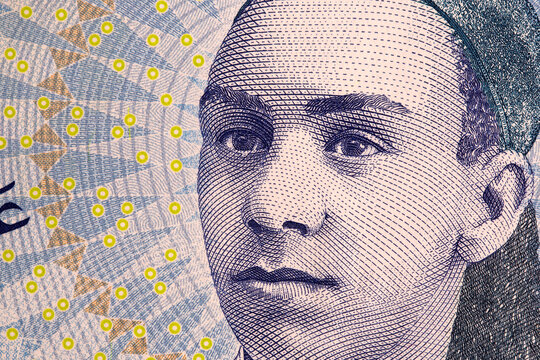 Aboul-Qacem Echebbi - a closeup portrait from Tunisian dinar