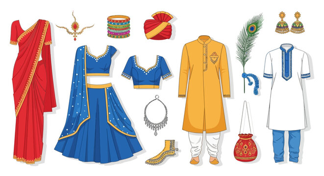 Traditional Indian clothing and accessories.