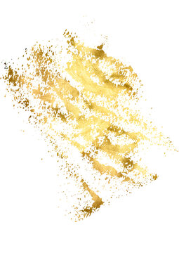Sand grains of sand.Gold Foil  splatter glitter. Gold stroke on transparent background. Elegant gold sparkle gold wave background with soft festive light particles. Gold splatter glitter glowing PNG.