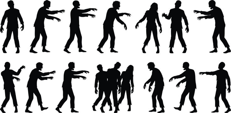 Zombie characters walking and interacting