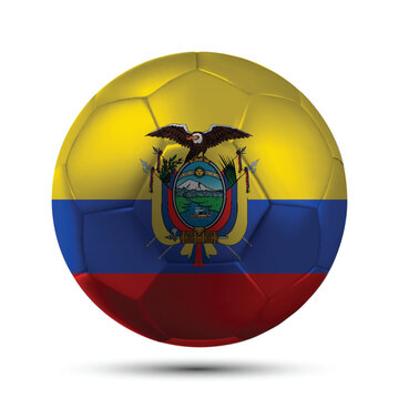 Realistic ECUADOR Soccer Ball with National Flag Design Vector Illustration
