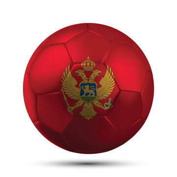 Realistic MONTENEGRO Soccer Ball with National Flag Design Vector Illustration