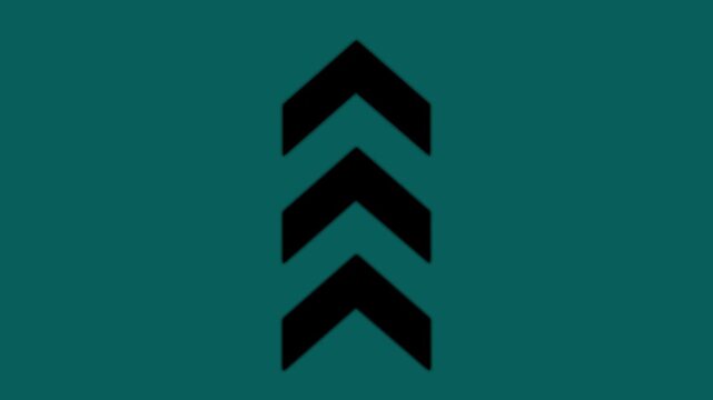 Minimal Black up Arrow chevron Symbol Design, cyan background, 4k video.