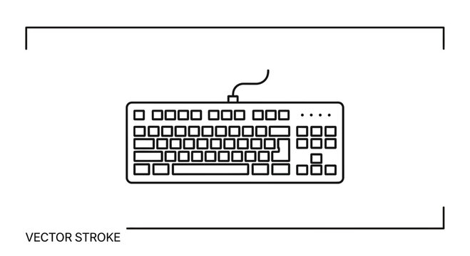 Minimalist Vector Icon of a Computer Keyboard, Simple Line Art, Technology Concept