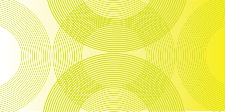Latar belakang abstrak garis lingkaran kuning. Garis geometris lingkaran kuning mengkilap dengan konsep teknologi masa depan. Ilustrasi vektor