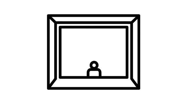 Minimalist Icon of a Person Standing Inside a Frame or Window