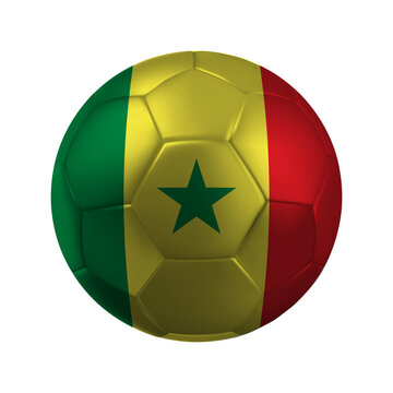 Realistic SENEGAL Soccer Ball with National Flag Design Transparent Background