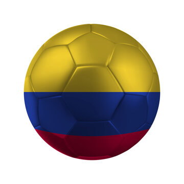 Realistic COLOMBIA Soccer Ball with National Flag Design Transparent Background