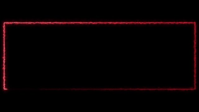Red energy neon frame animation with electrical lightning effect on black background.