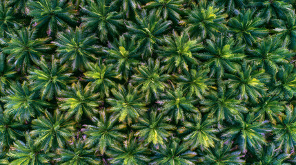 Fototapeta premium Aerial canopy of tropical palm trees