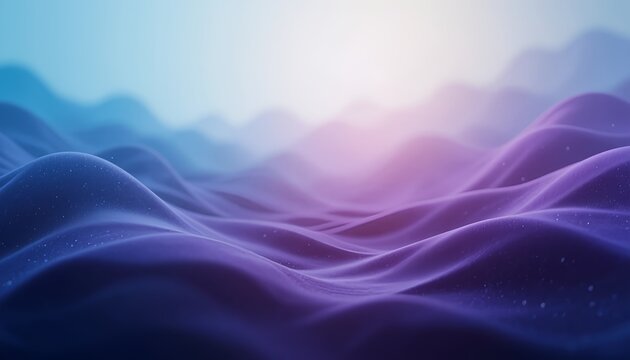 Abstract gradient background with smooth flowing waves of blue, purple, and dark tones. Soft blurred texture creates a modern futuristic atmosphere and colorful digital backdrop