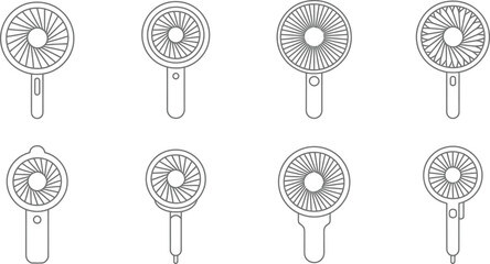 fan product mockup vector set eight outline fan silhouettes design pack © AIcon Star