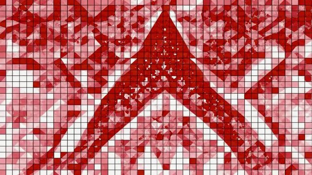 Intricate geometric red and white pattern with a symmetrical abstract design