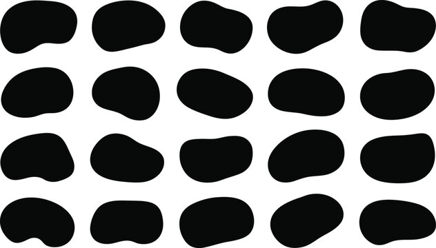 shape collection of organic pebble forms in rows