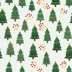 Obraz premium Whimsical Hand-Drawn Christmas Trees & Festive Dots - A Merry Holiday Pattern