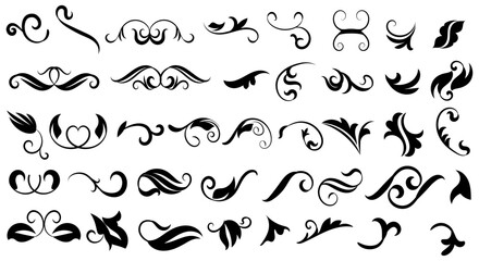Fototapeta premium Elegant Ornate Swirl Floral Flourish Scroll Vector Set