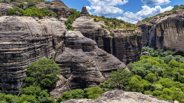 Sandstone cliffs at Pedra Furada, Unesco site Serra da Capivara National Park, Piaui, Brazil