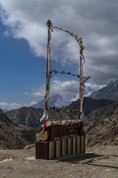 Praying flags on a remote valley, Kingdom of Mustang, Nepal