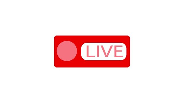 Animated red "live" button in 4K resolution. Green screen illustration of breaking news. Live television broadcast icon, streaming symbol.