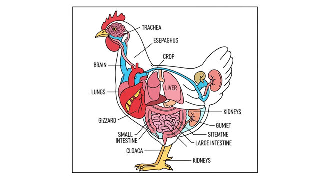 Chicken Anatomy Diagram: Internal Organs and Systems of a Domestic Fowl