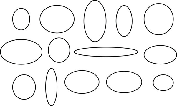 Set of various handdrawn oval and circular shapes