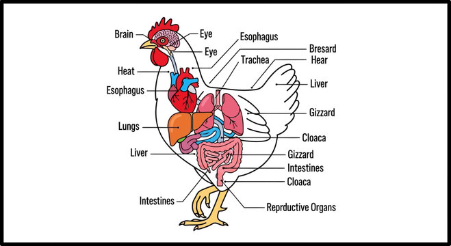 Chicken Anatomy Diagram: Internal Organs and Systems of a Domestic Fowl