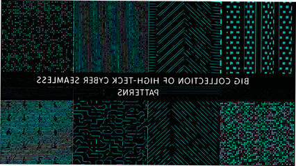 Geometric pattern collection a dark toned vector illustration with repeating linear and block elements © Prosit