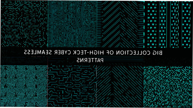 Geometric pattern collection a dark toned vector illustration with repeating linear and block elements