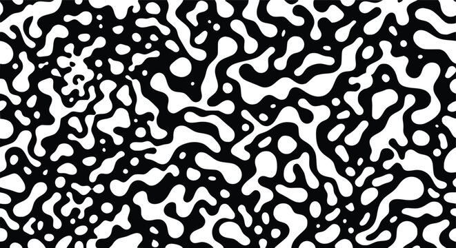 Organic cellular pattern in high contrast black and white with a fluid amoeboid structure