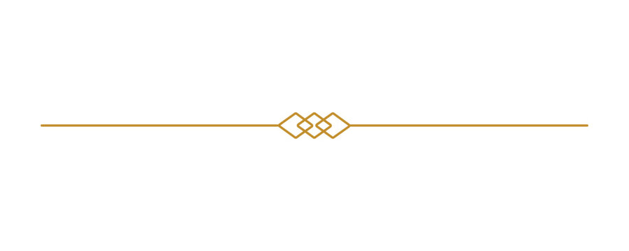 Golden line with interconnected diamond shapes, symmetrical pattern geometric minimalist