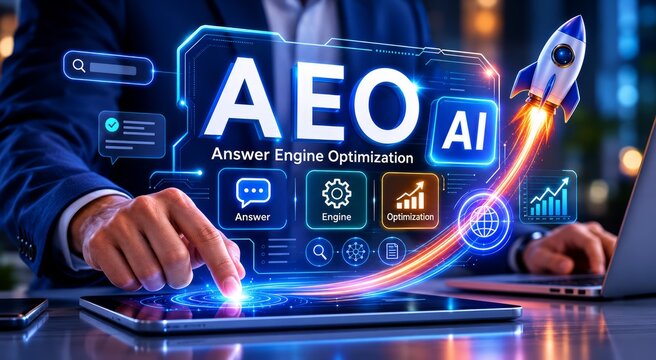 Programmer Working on Answer Engine Optimization AEO Technology for AI Driven Search
