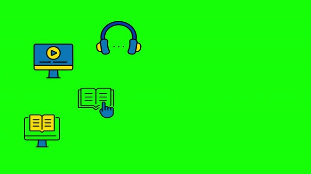 Online Course and Distance Education Animation with Copy Space and Green Screen Included