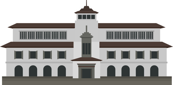 gedung sate bandung flat design icon for travel guides and tourism banners