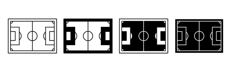 Four Variations of a Soccer Field Design in Black and White. © drawnbybert