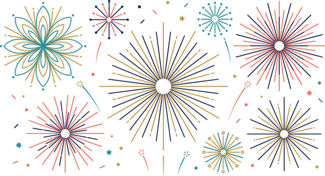 Firework Displays Vector Illustration On White Background