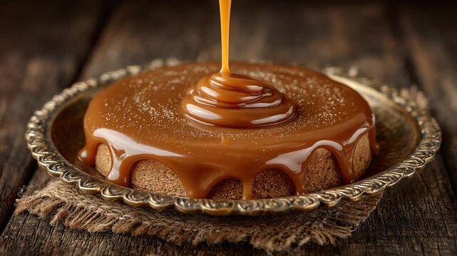 chocolate cake with caramel sauce