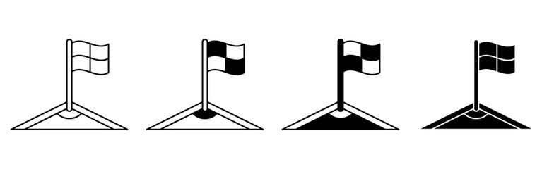 Soccer Corner Flag on Football Field Icon Collection for Tournament Championship Stadium Match and Sports Event © drawnbybert