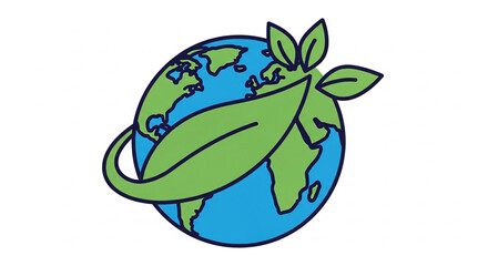 Fototapeta premium Eco Friendly Earth Illustration Featuring Green Leaves in a Minimalist Style