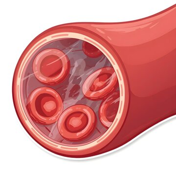 Vasoconstriction blood vessel icon with red blood cells vector isolated