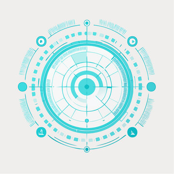 Futuristic Digital Interface with Circular HUD Elements