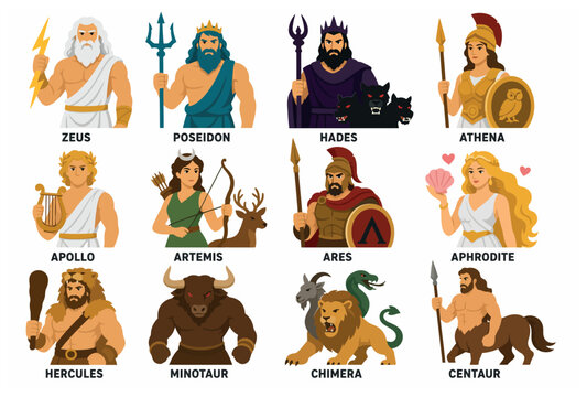 Mythology gods and creatures.