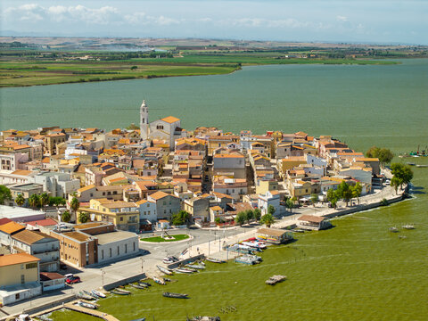 Aerial View of Lesina town and Lagoon, Italy
