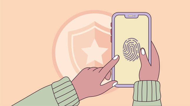Secure Biometric Authentication flat Minimalist Vector on a pastel colors.