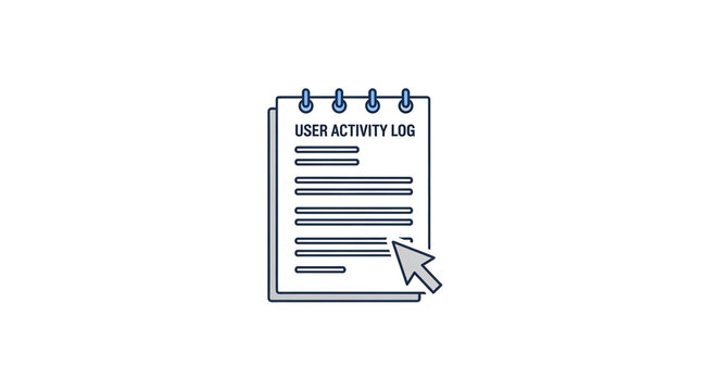 User activity log notebook with cursor, line art style