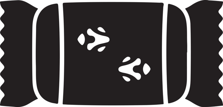 Black candy wrapper icon with bird footprint symbols
