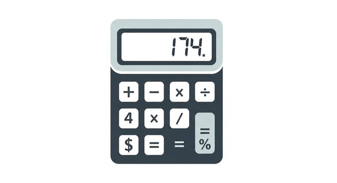 Digital calculator icon displaying numbers in a flat minimalist style design