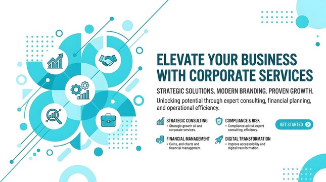 Elevate your business with corporate services strategic solutions modern branding proven growth.