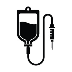 Fototapeta premium Medical IV drip bag icon, intravenous therapy saline bag vector, hospital infusion equipment silhouette for healthcare