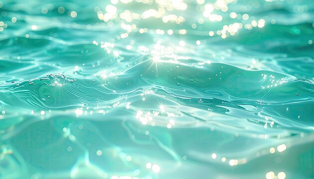 Closeup of Sunlit Ocean Waves with Sparkling Water Surface